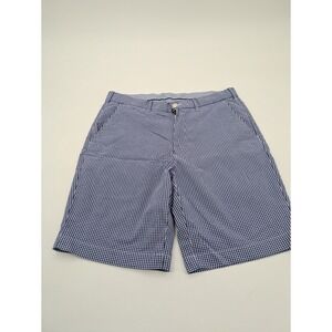 Polo Ralph Lauren Seersucker Shorts Men 32 Blue Gingham plaid Stretch Classic 9"
